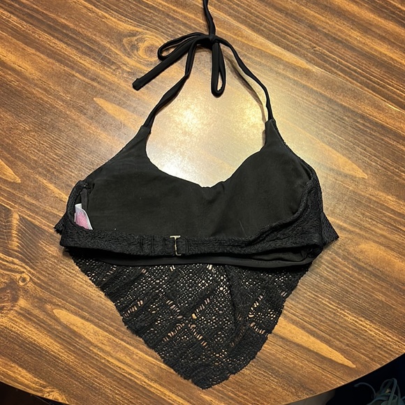 XHILARATION BLACK CROCHET SWIMSUIT BIKINI TOP SIZE SMALL - Picture 2 of 5